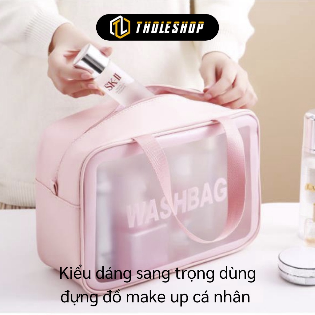 [SGD] Túi Đựng Mỹ Phẩm - Túi Đựng Đồ Trang Điểm, Đồ Du Lịch Da Pu Trong Suốt WASHBAG 9414