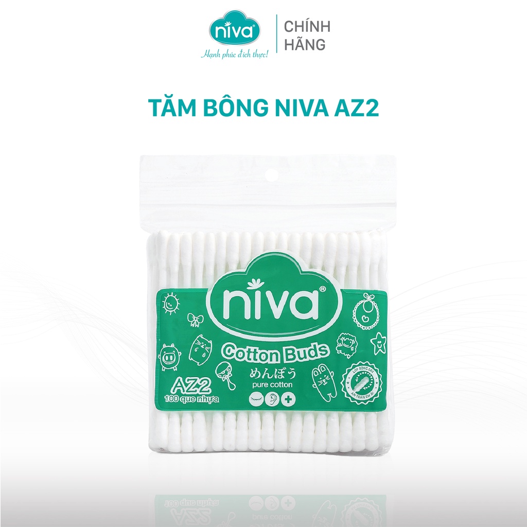 Tăm Bông NIVA Dành Cho Người Lớn Túi Zipper 100 Que Nhựa Az2