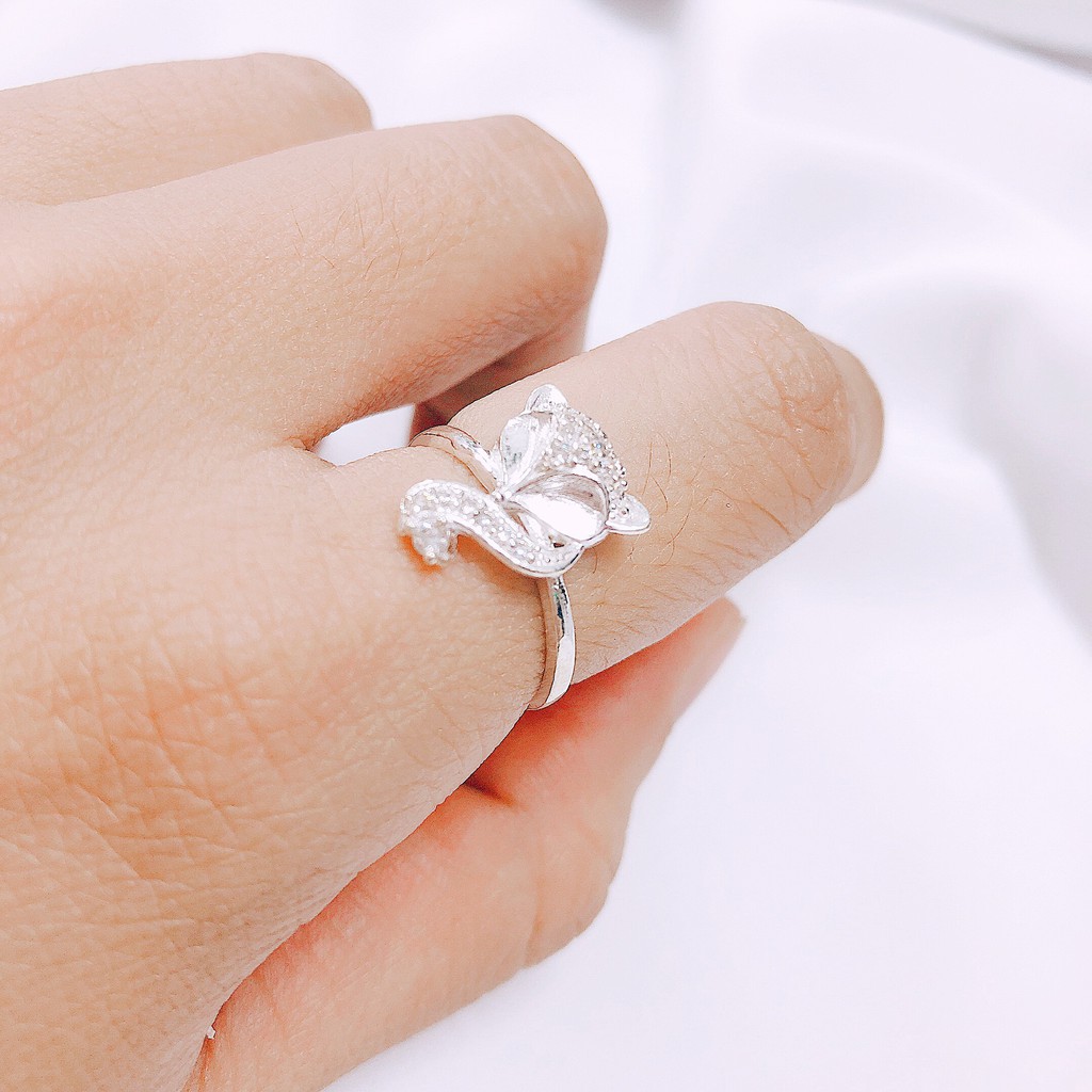 Nhẫn hồ ly bạc thật cầu may mắn tình duyên ms02/ Trang sức bạc JQN cam kết chất lượng kèm bảo hành