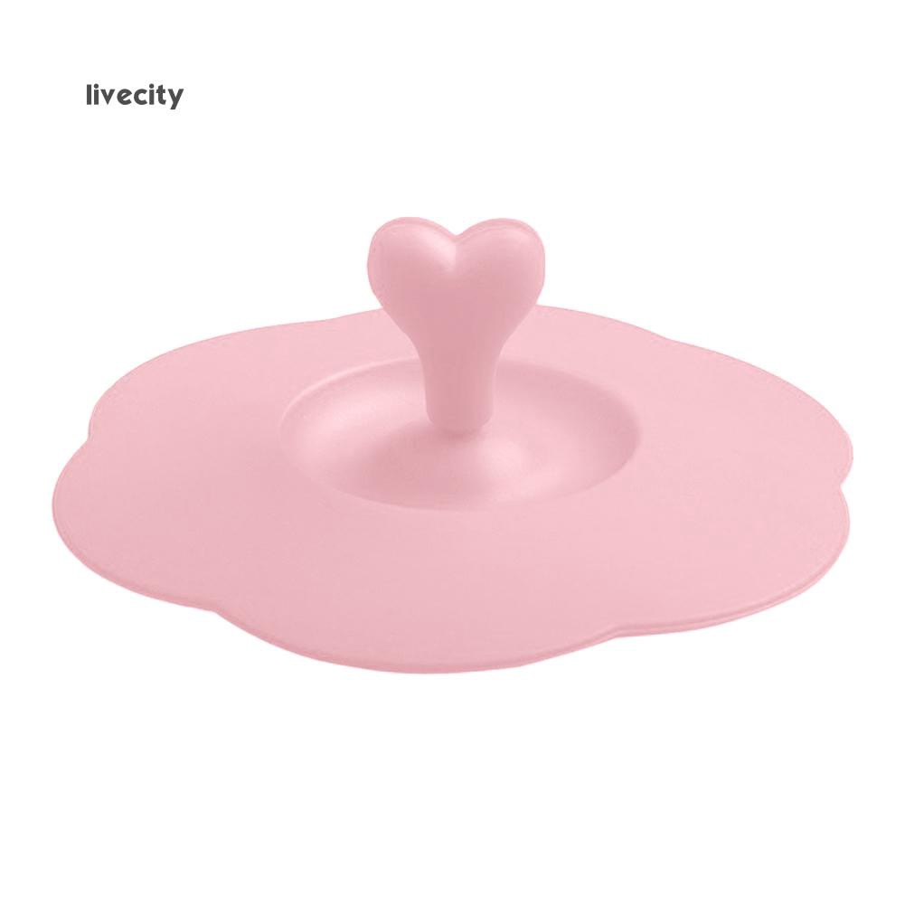 Nắp đậy ly bằng silicone kèm tay cầm hình trái tim độc đáo | BigBuy360 - bigbuy360.vn