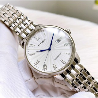 Đồng hồ Nam Citizen Automatic NJ0080-50A Mặt trắng,Kim xanh,Lịch,Kính Sapphire-Máy cơ-Dây kim loại cao cấp-Size 42mm