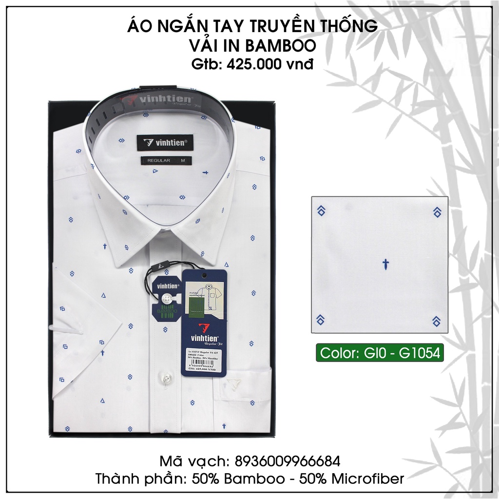 Áo Sơ Mi Ngắn Tay Vải Bamboo Vạt Ngang Form Regular Vĩnh Tiến 425