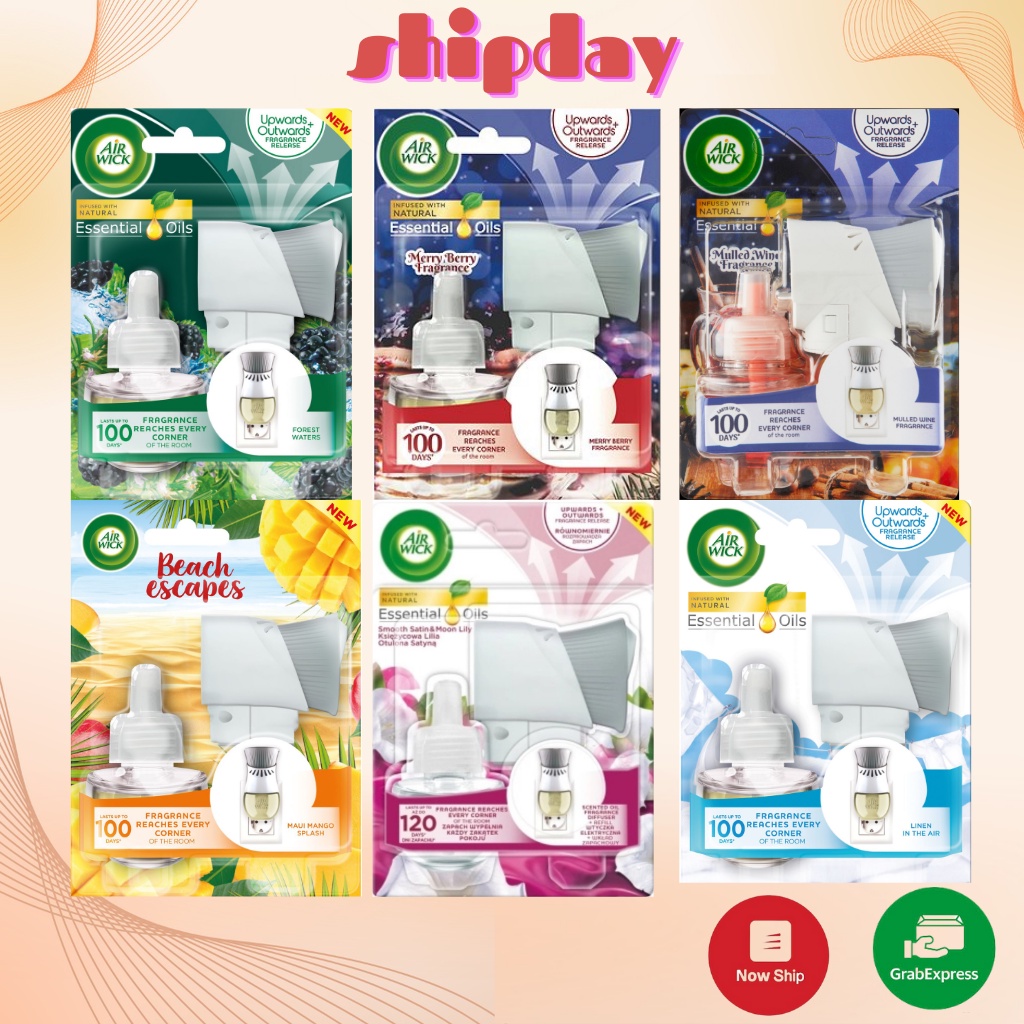 Bộ tinh dầu cắm điện, Tinh dầu thay thế Air wick lưu hương thơm lâu, từ thiên nhiên, hàng nội địa Châu Âu