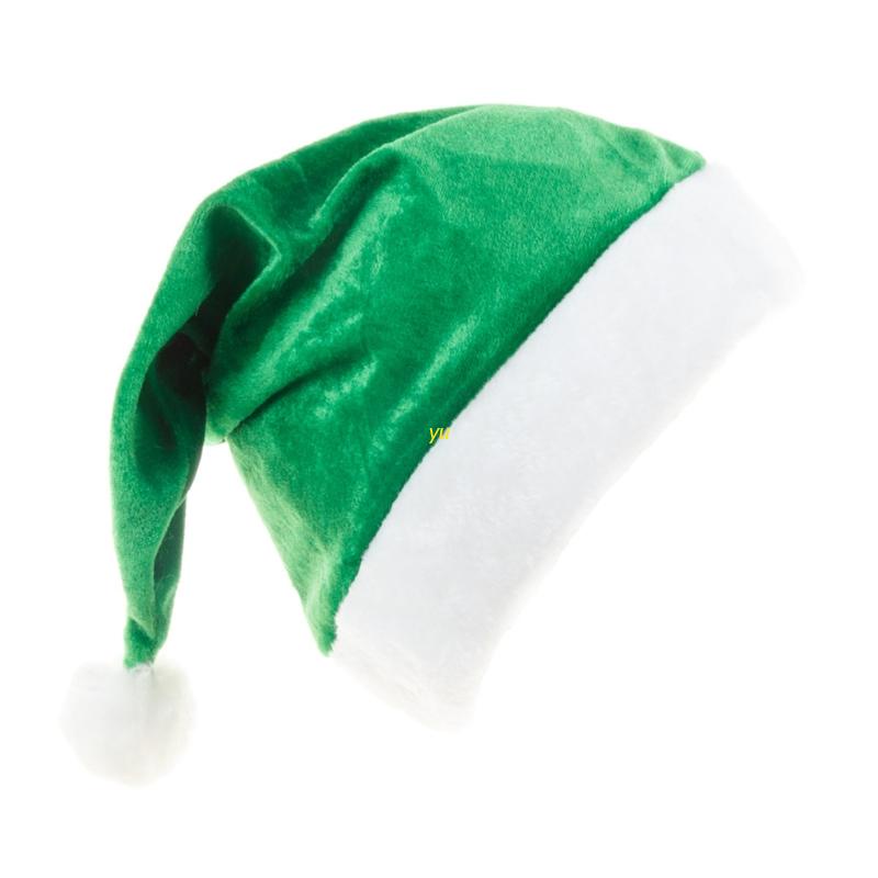 Mũ ông già Noel Giáng sinh vải nhung mềm màu xanh lá ấm áp cho người lớn và trẻ em