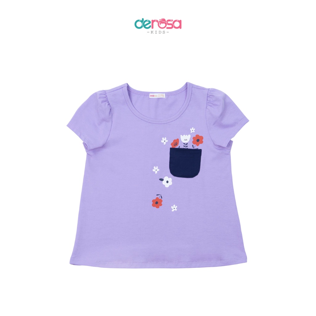 Áo thun cotton cộc tay hè bé gái DEROSA KIDS | 3 - 8 tuổi | ASKD006A