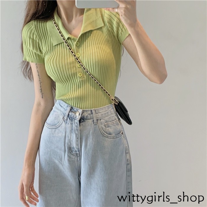 Áo Thun Nữ Ngắn Tay Cổ Polo Thời Trang