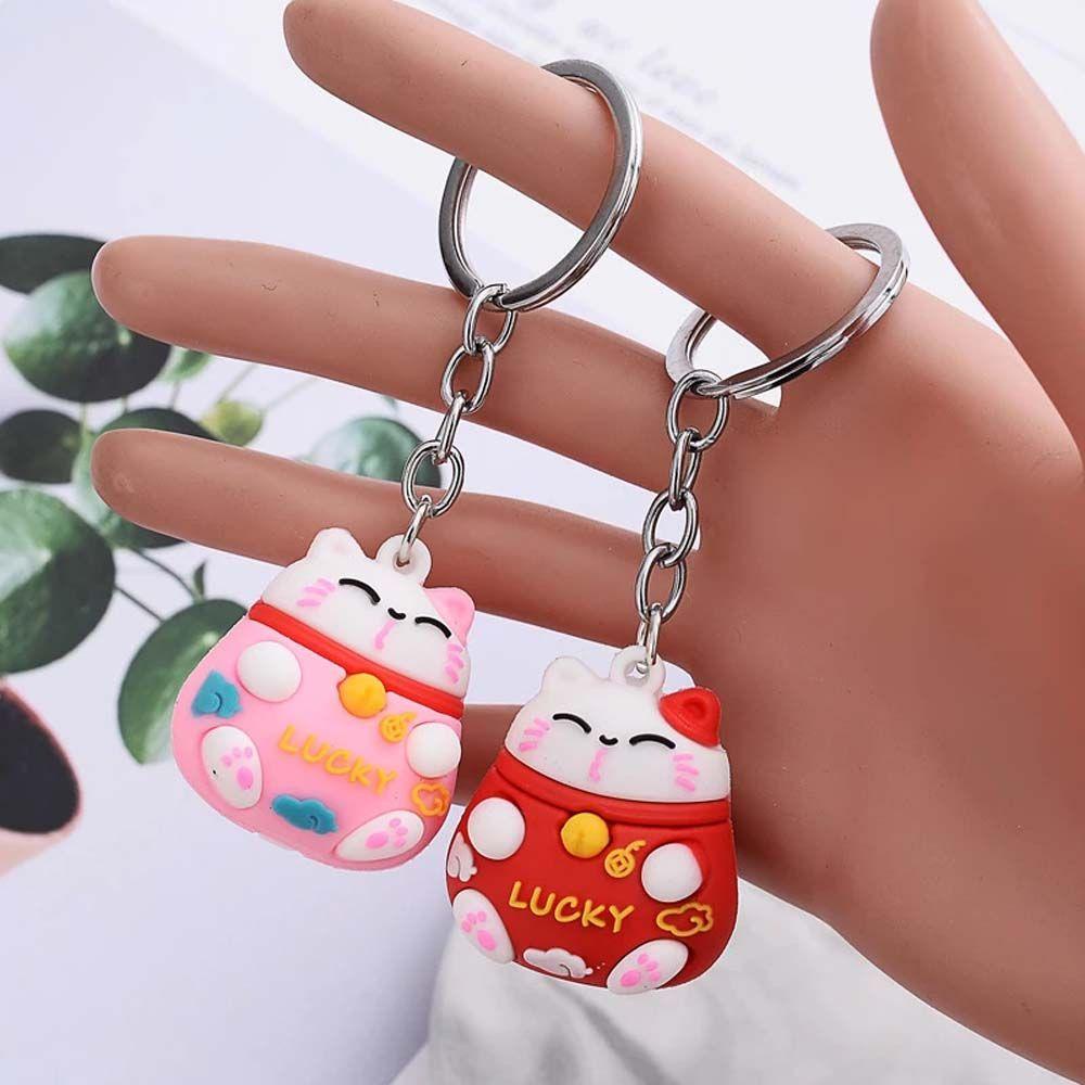 LANFY Móc Khóa Hình Mèo May Mắn Ba Chiều Dễ Thương