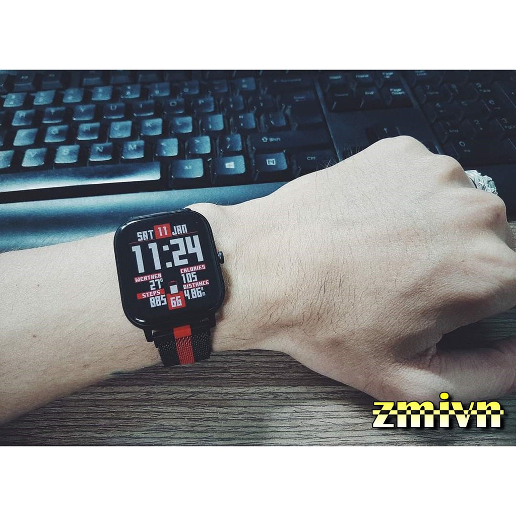 Dây đeo nam châm thay thế dành cho Xiaomi Amazfit GTS (Đen sọc đỏ)