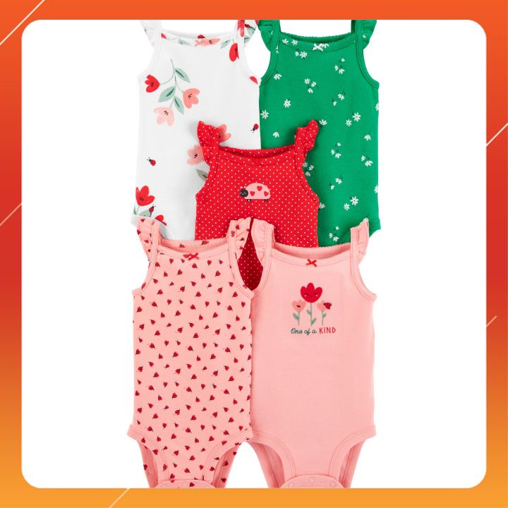 Bodysuit Carter's Tay Ngắn Nhập Mỹ Cho Bé Gái Set 5 Bộ