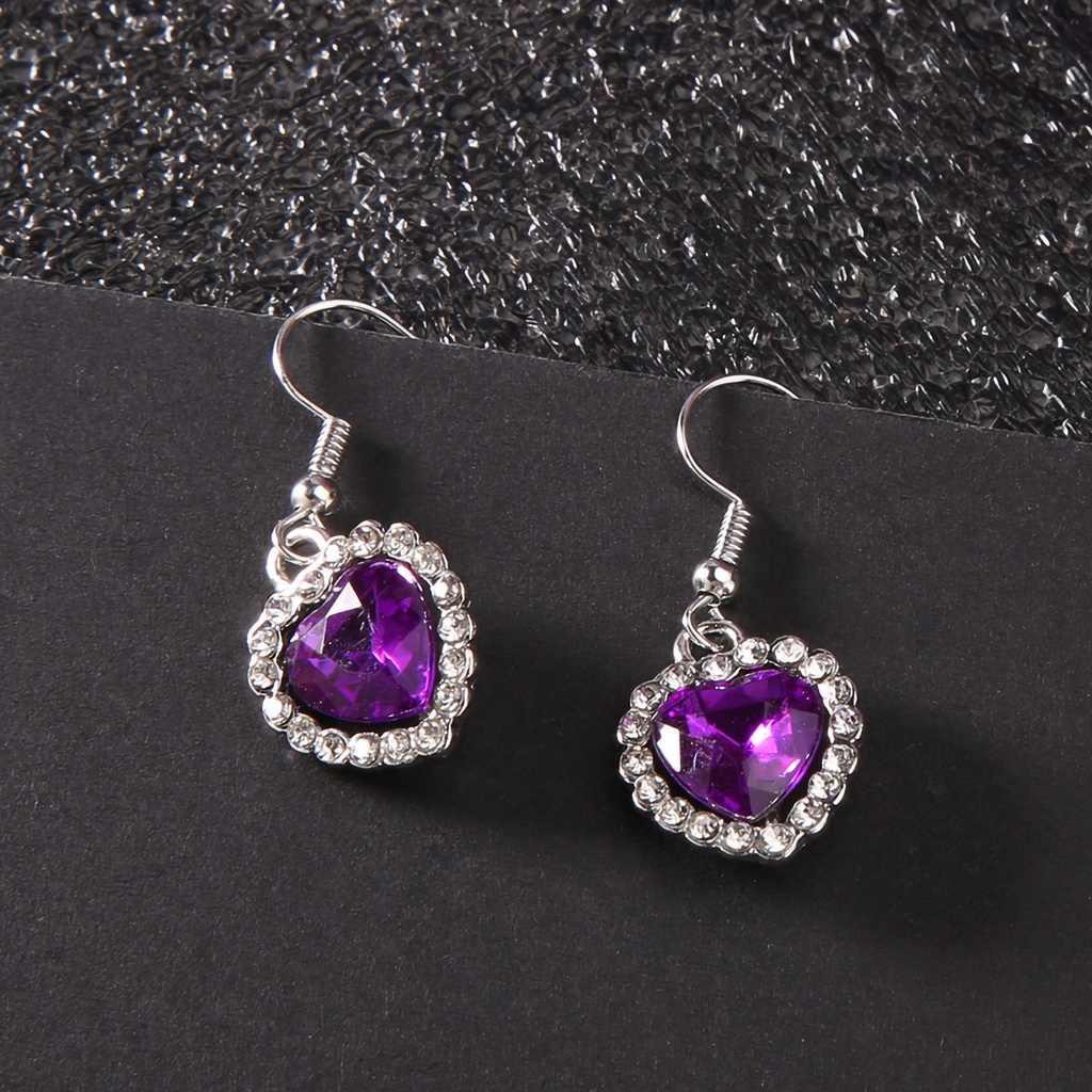 Đôi bông tai hình trái tim đính đá thời trang cho nữ