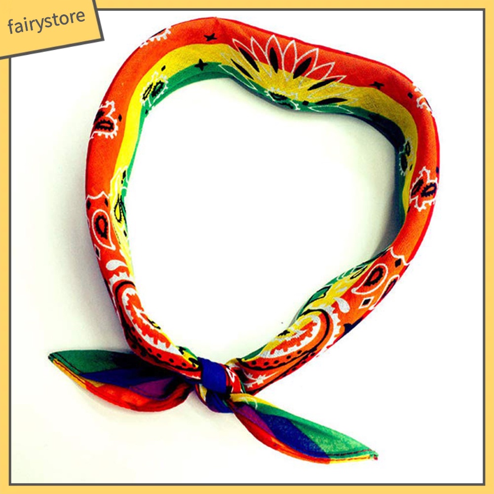 Băng đô kèm khăn quàng họa tiết sọc hoa màu cầu vồng xinh xắn