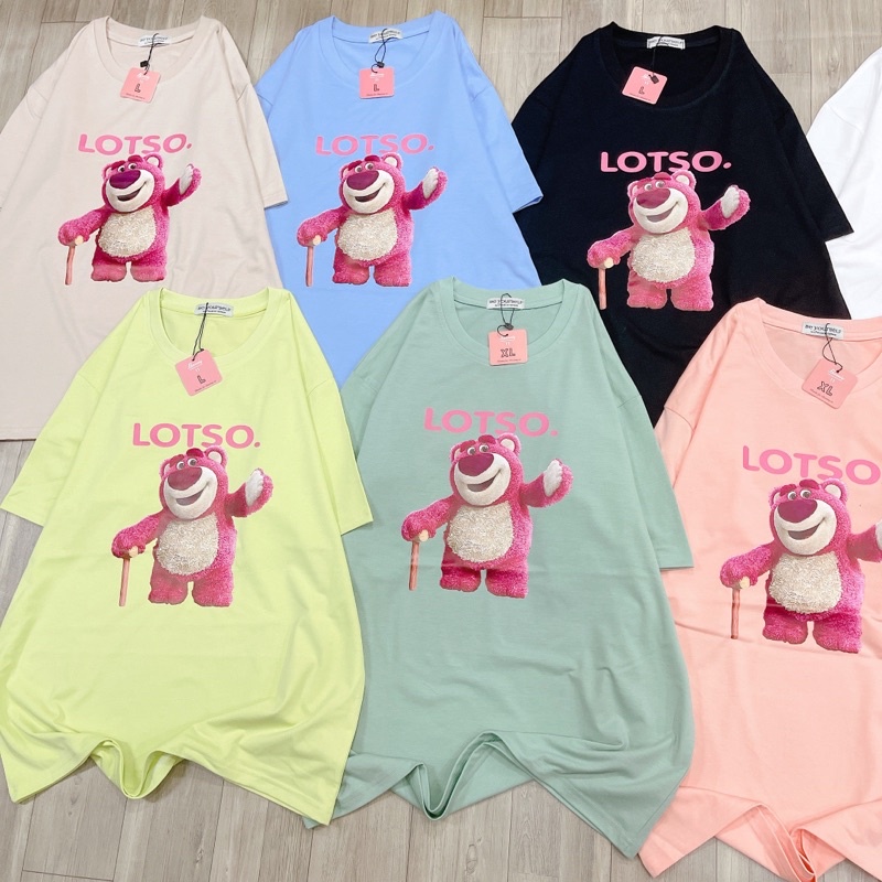 Áo Thun Tay Ngắn UNISEX IN DECAL GẤU LOTSO - Hình chụp thật