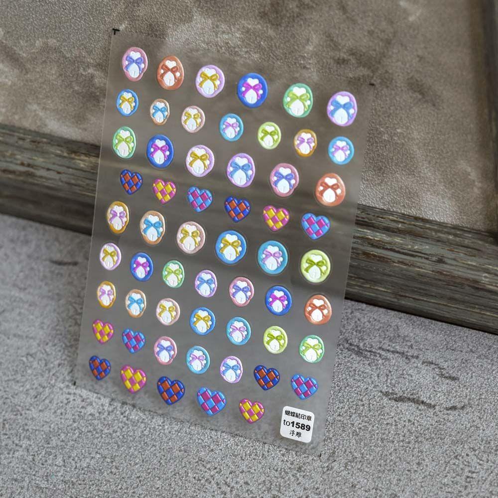 [Hàng mới về] Miếng dán móng tay chuyển nước tự dính khắc nhiều họa tiết tùy chọn 5D phong cách Nhật Bản DIY đáng yêu