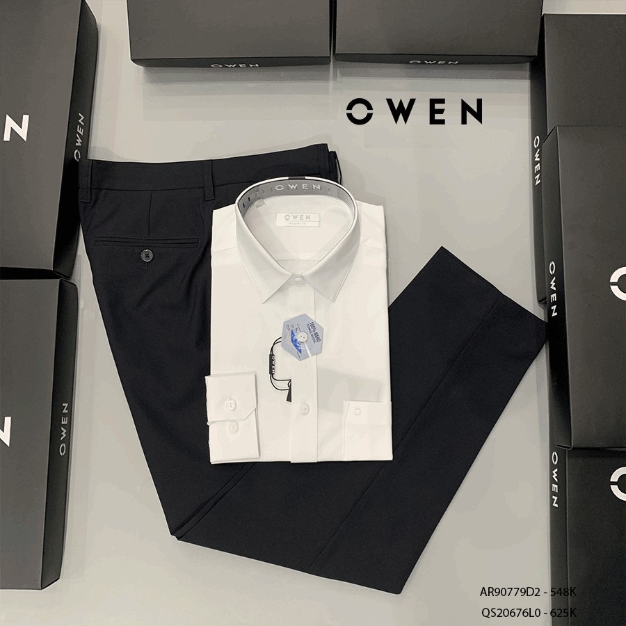 Áo Sơ Mi Trắng Công Sở Nam Tay Dài Owen Somi Vải Nano Cao Câp Mềm Mát Không Nhăn Dáng Regular Fit Tà Lượn Có Túi Ngực