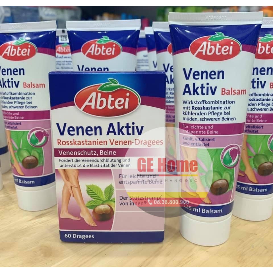 V i ê n u ô ng và kem bôi Abtei Venen Aktiv Dragees giãn t ĩ n h m ạ c h