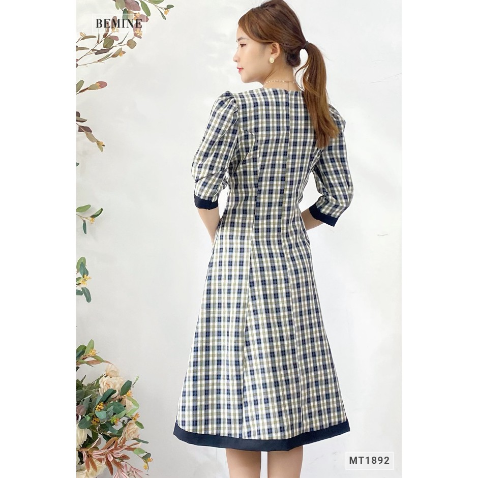 Đầm caro dáng xòe cổ điển BEMINE MT1892ĐEN | BigBuy360 - bigbuy360.vn