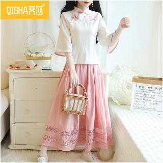Improved Hanfu female super fairy embroidered Chinese style elegant classical two-piece fairy