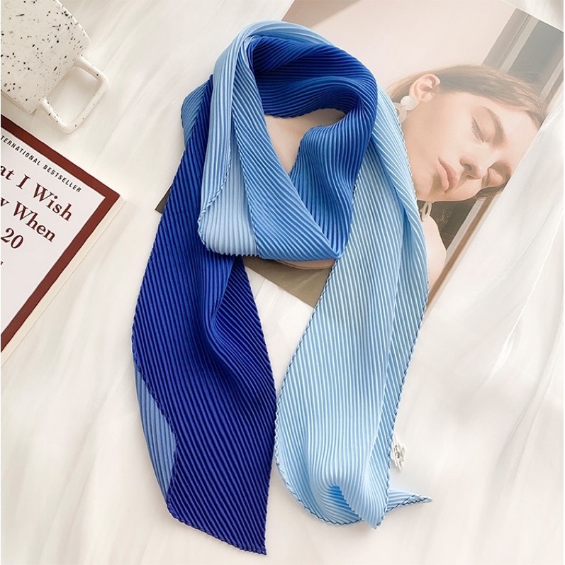 Khăn lụa màu omber đa năng thắt cổ áo sơ mi size 10x130cm