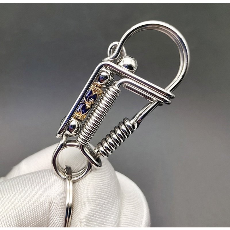 Móc khoá thủ công inox 304 phối đốt tre hoàn toàn bằng inox bảo hành dài hạn