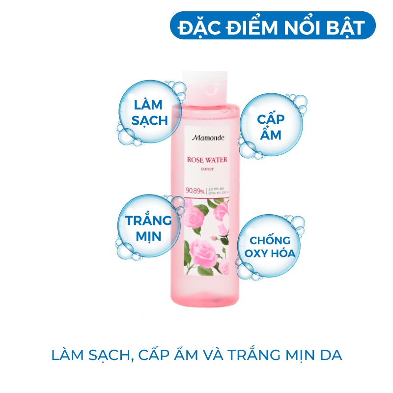 Nước hoa hồng dưỡng da cung cấp độ ẩm Mamonde Rose Water Toner Hàn Quốc 250ml