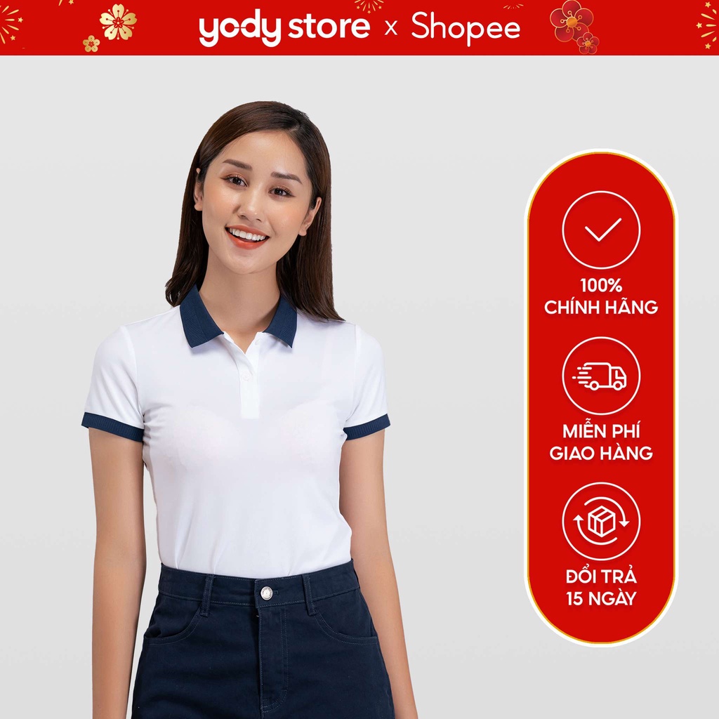 Áo Polo Nữ Yody phối cổ chất liệu cotton coolmax mềm mịn thoáng mát. Áo phông có cổ nữ cao cấp  APN4394