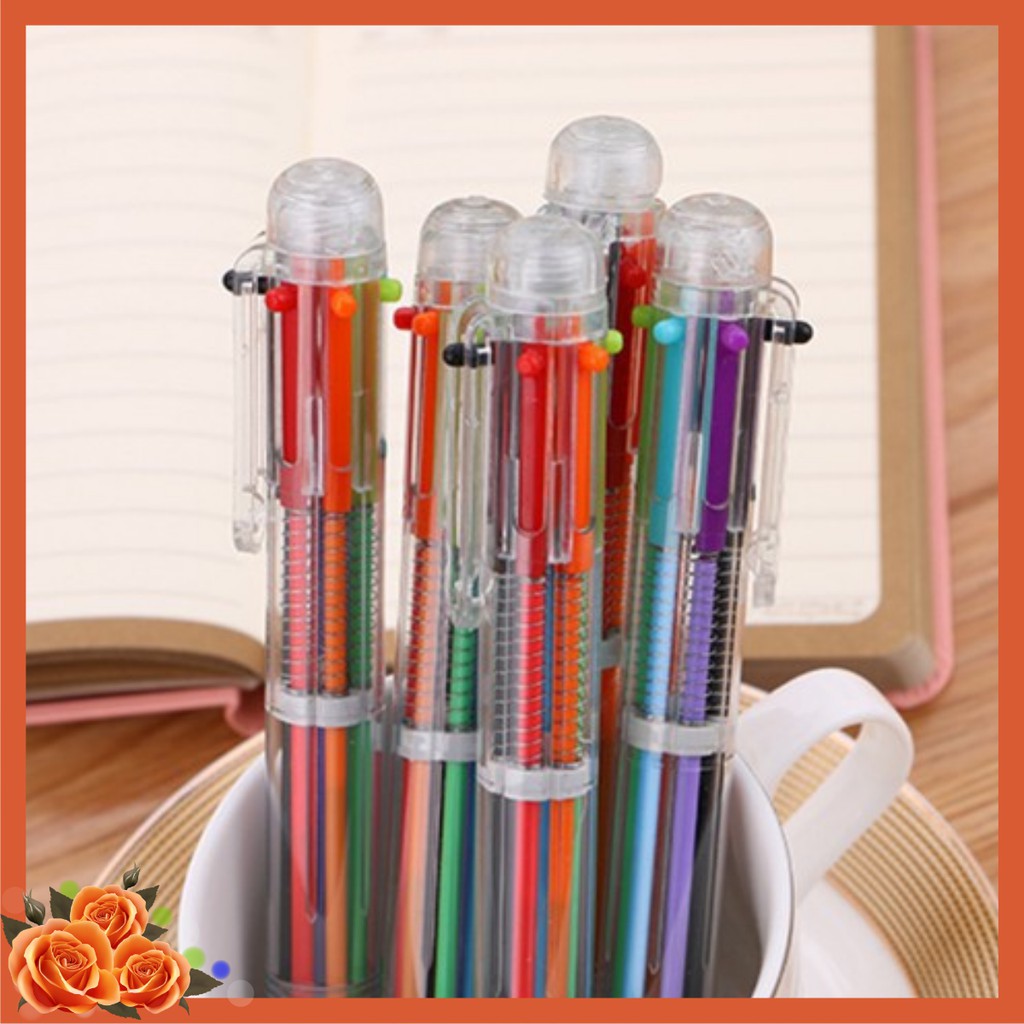 Bút Bi Nước Trong suốt 6 màu khác nhau dễ dàng thay đổi.