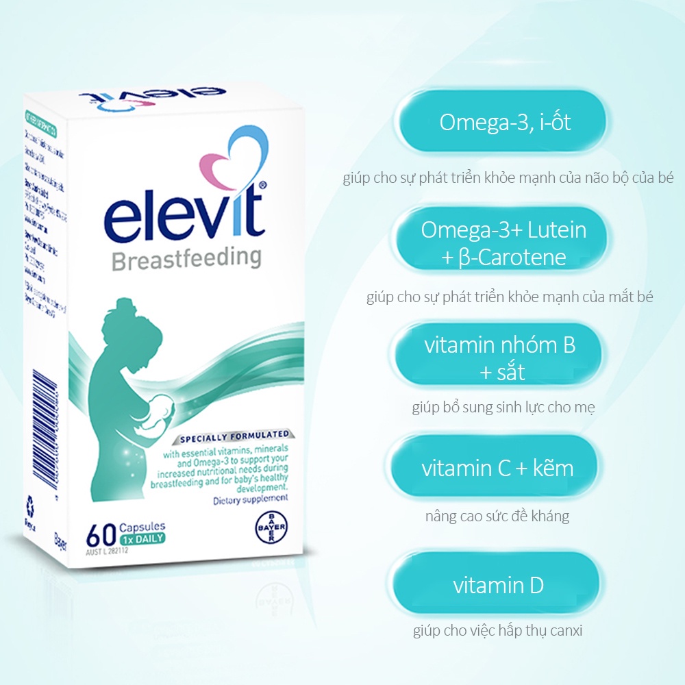 ELEVIT - Vitamin Tổng hợp cho mẹ sau sinh - Xuất xứ Úc, 60 viên