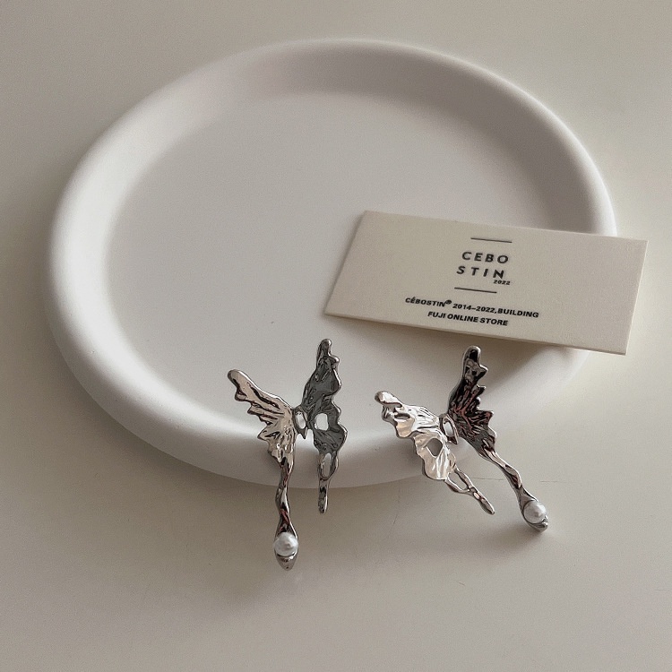 Bông Tai Dạng Lỏng Hình Bướm Đính Ngọc Trai Phong Cách Harajuku 19A1738