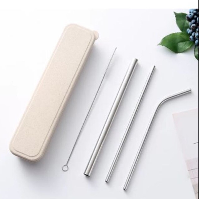 Hộp 3 ống hút inox 304 kèm que cọ rửa