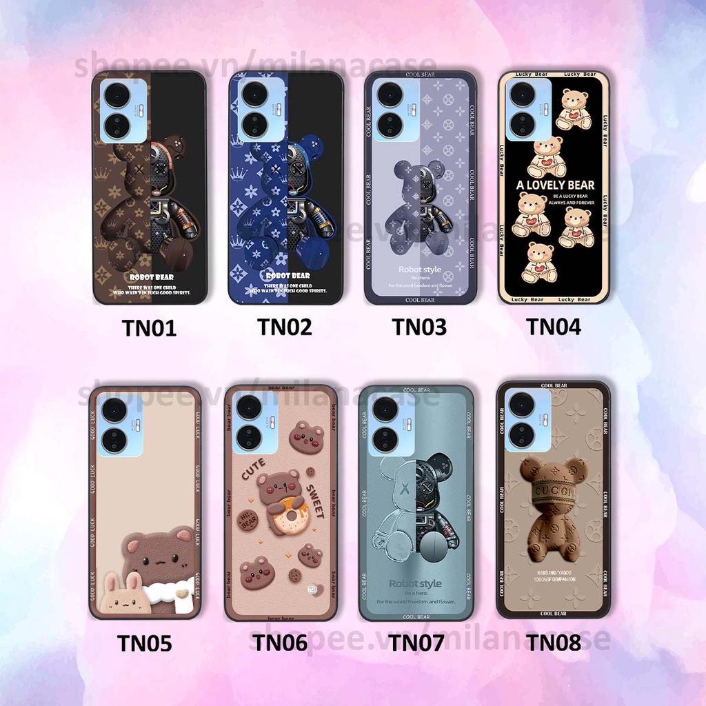 Ốp Vivo Y55 2022 bear brick, gấu đáng yêu, dễ thương