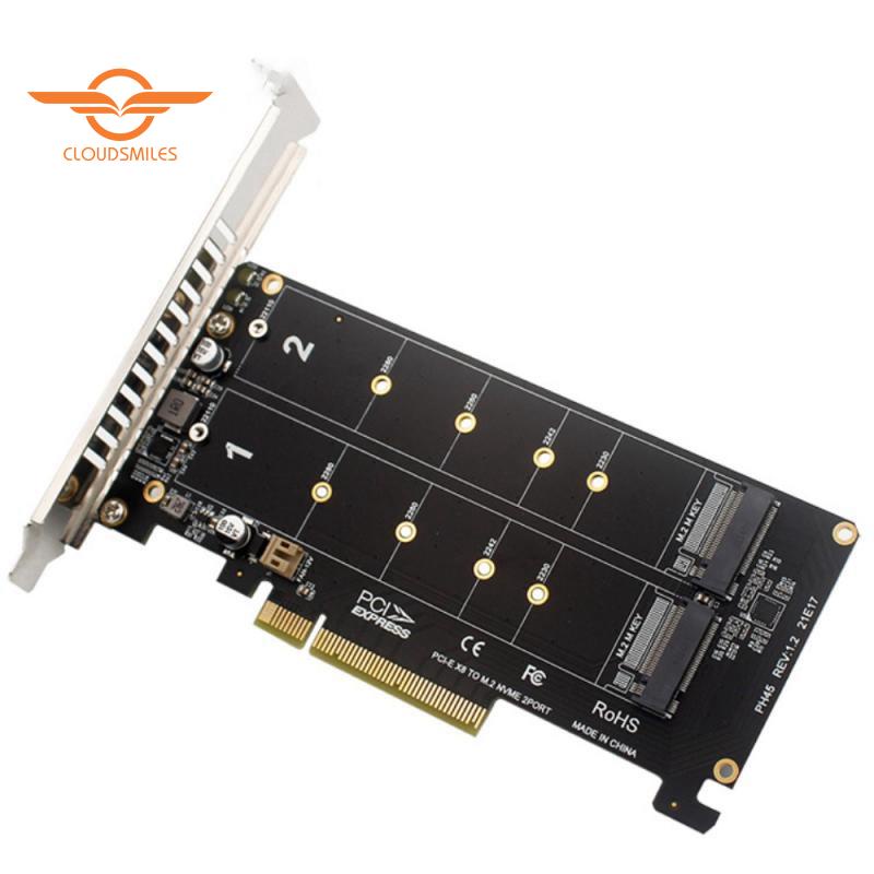 Card Mở Rộng PCI-EX8 Dual-Disk NVME M.2 MKEY SSD RAID Array PCI-E