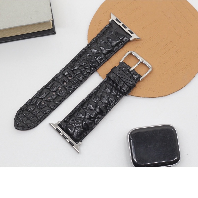 Dây Đeo Thay Thế  Apple Watch Phù Hợp Với Các Series SE 7/6/5/4/3/2 II Dây Đồng Hồ Vân Gai Chân Da Cá Sấu Cao Cấp Độc Lạ