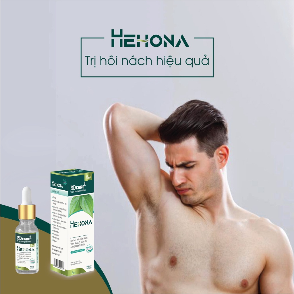 HEHONA hết hôi nách, hôi chân, mồ hôi tay ược chiết xuất từ những thảo được từ 100% thiên nhiên, lành tính.