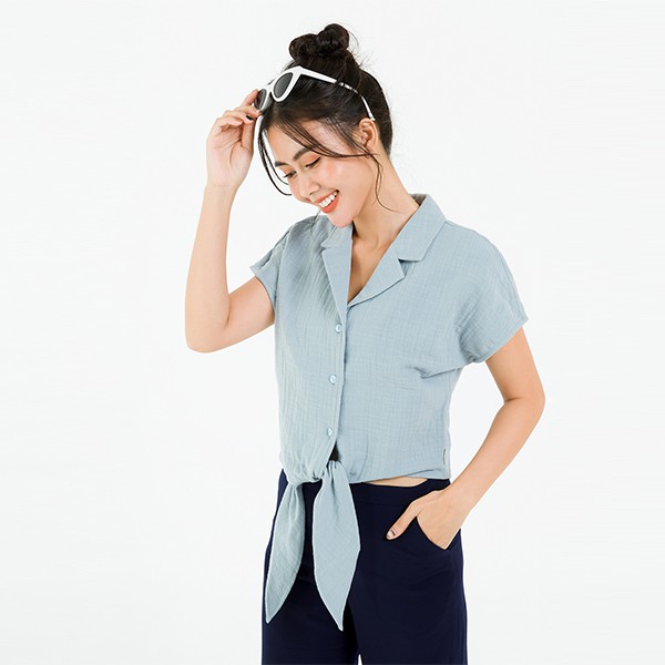 Áo sơ mi nữ cổ sam buộc vạt LAMER L61H20H039