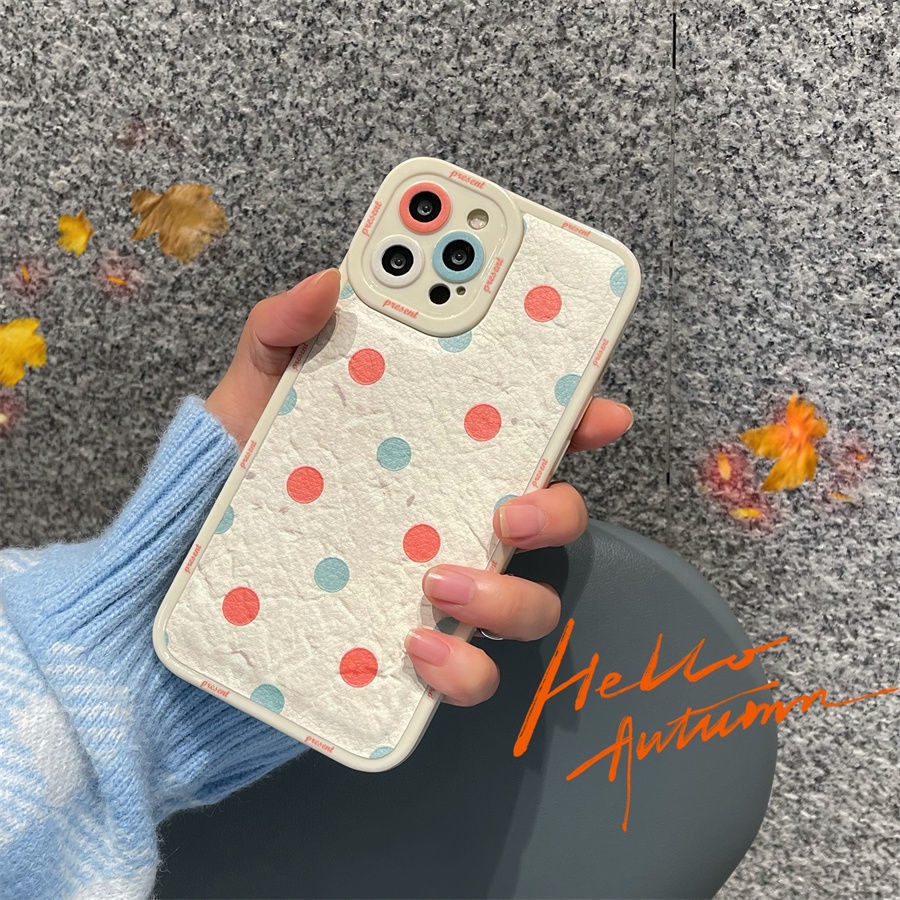 Ốp điện thoại silicon mềm họa tiết chấm bi thích hợp cho IPhone 7 8+ 12 13 11 Pro Max X Xs Max Xr