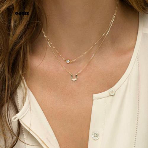 Dây chuyền hợp kim hình chữ U đính đá xinh xắn