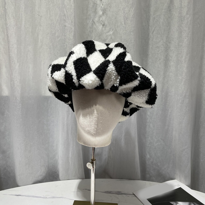 Mũ Beret Len Cừu Họa Tiết Hình Thoi Vintage Hoang Dã Dành Cho Sinh Nhật