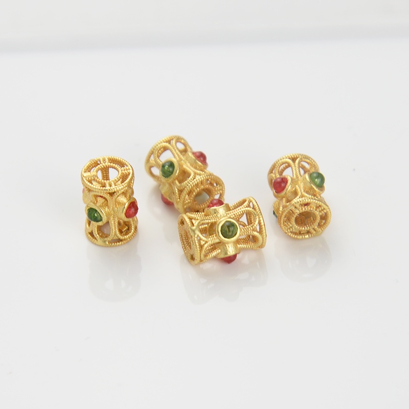 Chuỗi Hạt Vàng Hình Chuồn Chuồn Đính Đá Ngọc Lam Phong Cách Cổ Điển Dùng Làm Trang Sức diy