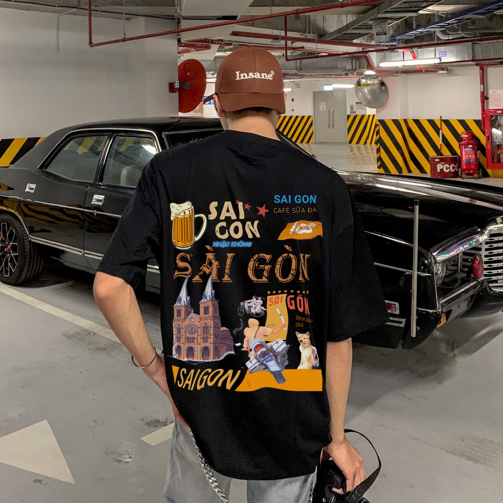 Áo thun tay lỡ SÀI GÒN XINH phông Unisex nam nữ Cotton oversize form rộng LUNACY TB030 | BigBuy360 - bigbuy360.vn