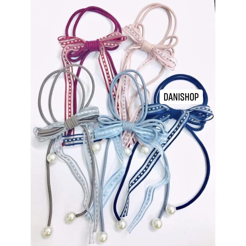 DANI mua 10 TẶNG 1 cột tóc dây nơ dài cổ trang hiện đại tua rua dây chữ thun chun nịt buộc tóc dây nơ dài love nice caro