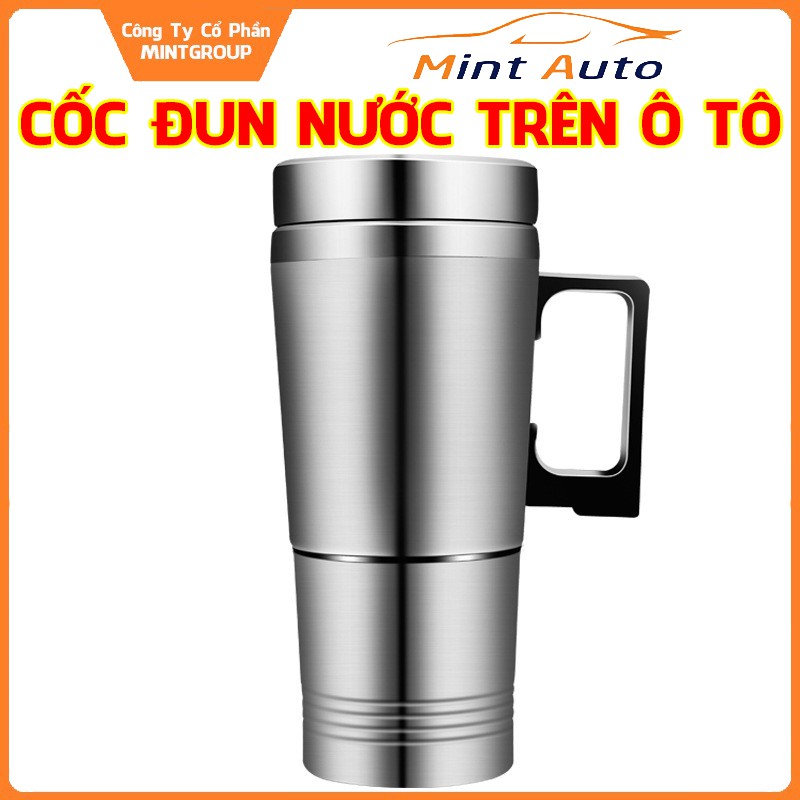 Cốc đun nước, bình giữ nhiệt trên ô tô bằng inox dung tích 300ml