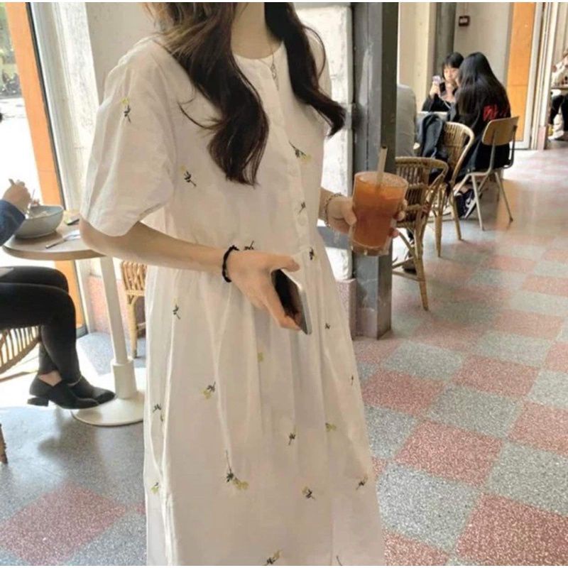 [Mã FAMARAL1 giảm 10K đơn 50K] Váy Babydoll Hoa Dáng Dài Nữ [FREESHIP]🌸Đầm tay ngắn dáng dài from rộng vintage | BigBuy360 - bigbuy360.vn