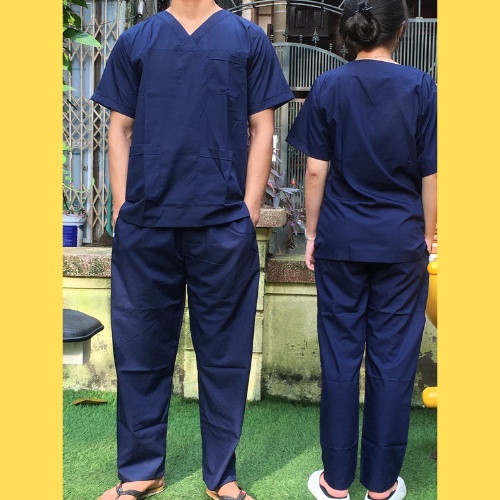 Bộ scrubs bác sĩ, quần áo y tế xanh navy nam, nữ các size S M L XL