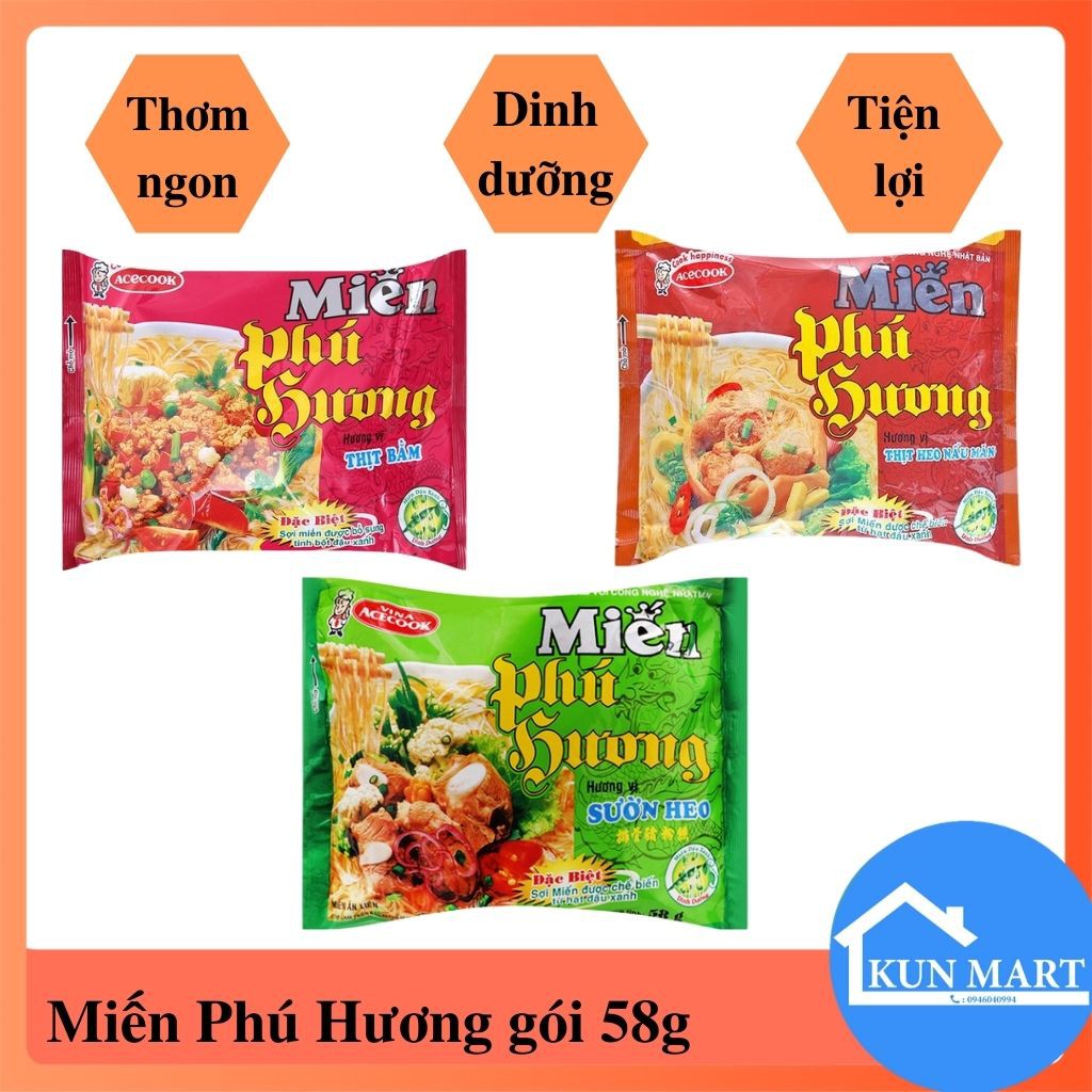 Miến Phú Hương Thơm Ngon Đủ Vị Gói 58G