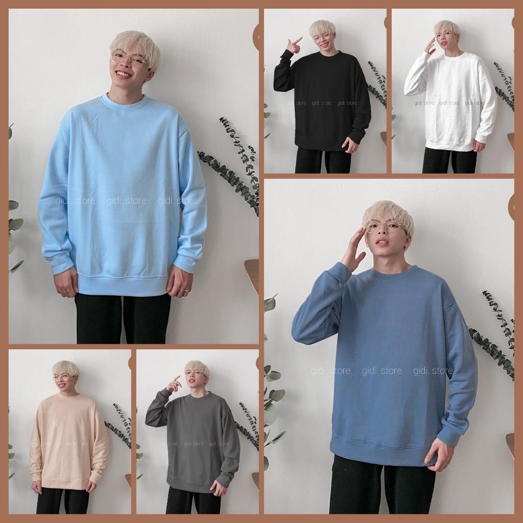 Áo Sweater Basic Thu Đông Nam Nữ Unisex - áo vải nỉ bông trơn tay dài dày dặn, mềm mịn kiểu OVERSIZE hot TREND form rộng
