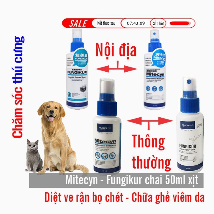 Doremiu- Fungikur Mitecyn Xịt Ve rận bọ chét trên chó mèo