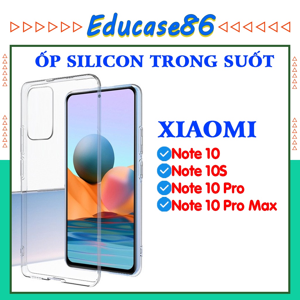 Ốp dẻo trong suốt XIAOMI REDMI 6 PRO, REDMI NOTE 10, REDMI NOTE 10 PRO, chống bẩn, chống sốc educase86