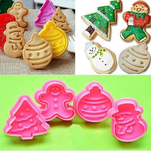 Set 4 khuôn tạo hình trang trí bánh chủ đề Giáng sinh