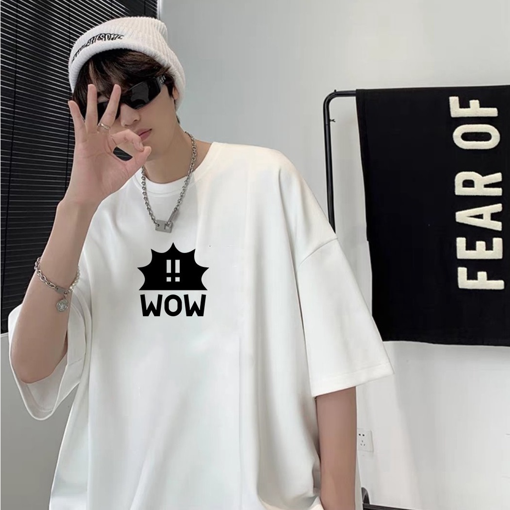 Áo phông nam nữ tay lỡ form rộng WOW vải dày mịn 2022T3431