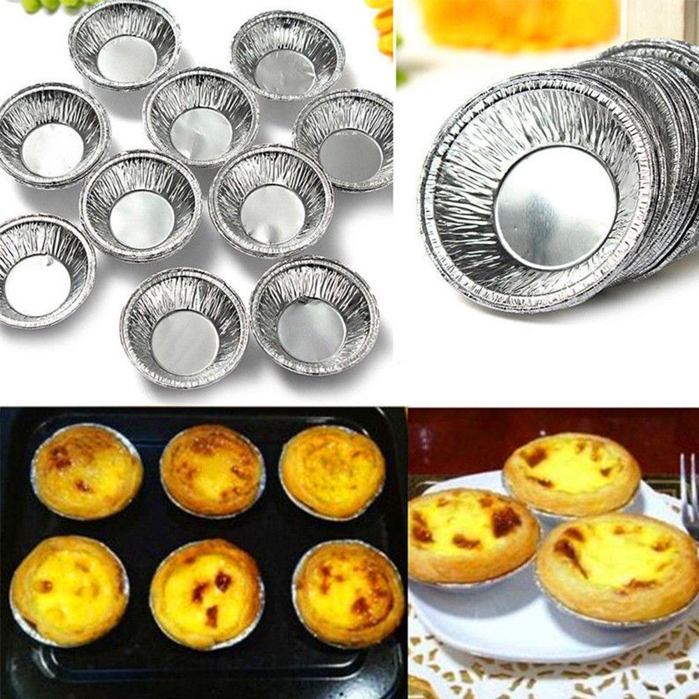 Set 20 Khuôn Lá Nhôm Tròn Dùng Một Lần Làm Bánh Trứng Cupcake Muffin